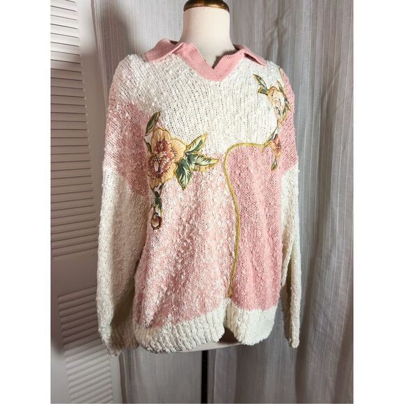 Diamond Hill | Women’s | Sweaters | L | Vintage Cream Knitted Floral Long Sleeve - Picture 1 of 6